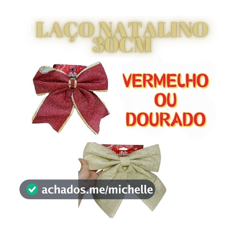 Laço 30x27CM Grande Vermelho E Dourado Dourado Natal Brilhante Decorativo Natalino Decorações