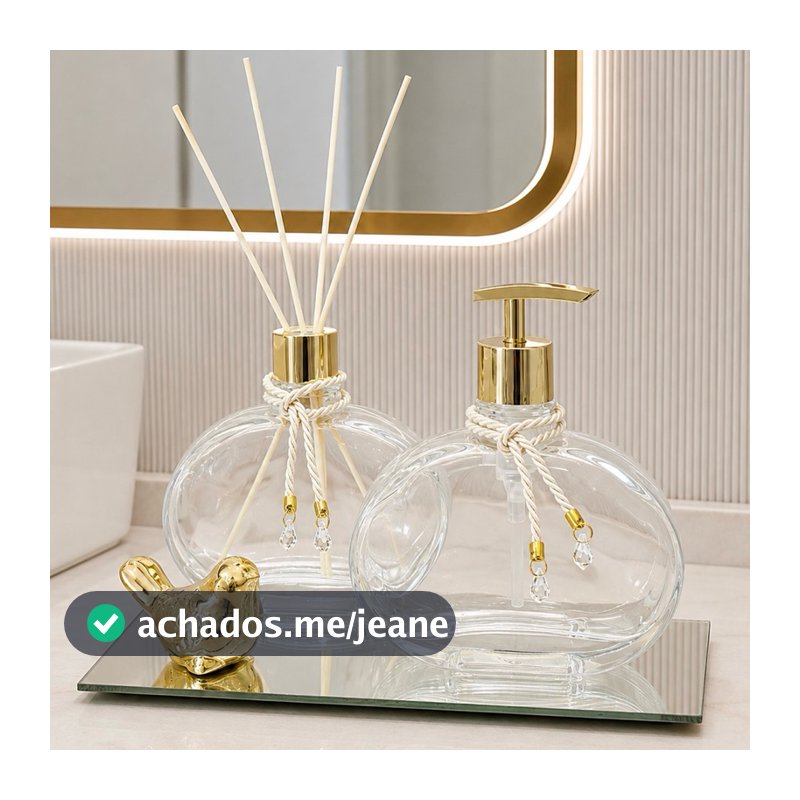 Kit Lavabo Banheiro Luxuoso Com Bandeja Passarinho Completo Difusor e Saboneteira