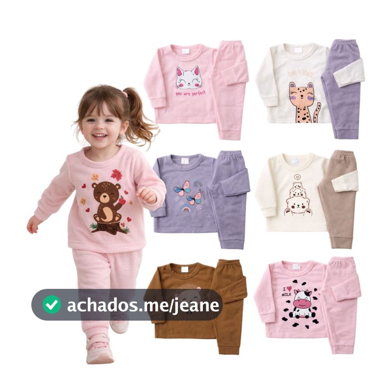 Kit 4 Peças Conjunto Soft Menina Infantil e Bebê Inverno Roupa Frio Infantil Menina