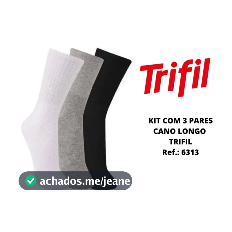 Kit c/ 3 pares Trifil cano longo esportiva algodão cano alto Ref.: 6313