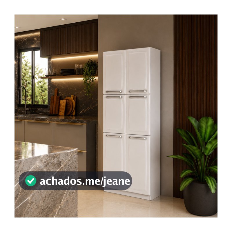 Paneleiro Luce Branco 6 Portas Itatiaia Branco 70Cm - Armário de Cozinha Alto Grande Espaçoso