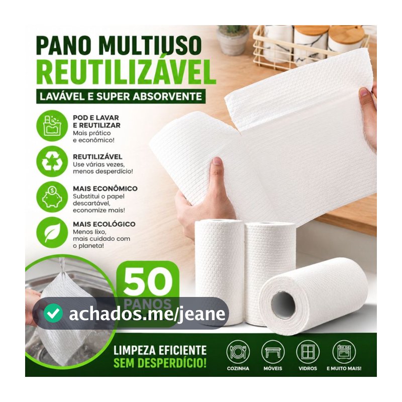 Rolo Com 50 Peças Rolo De Pano De Limpeza Reutilizável Absorvente Água Seco Lavável Toalha De Papel