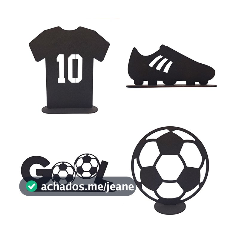 Display Futebol Infantil Aniversário Kit com 4 Unidades MDF Vazado