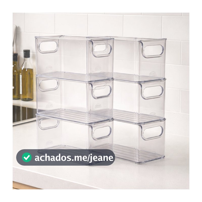 Kit 6 Organizador de Armário Cozinha Geladeira Despensa Banheiro Multiuso Transparente Empilhável