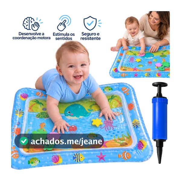 Tapete Infantil de Água Inflável para Bebê Sensorial Coordenação Motora Brinquedo Educativo