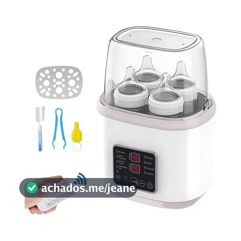 Esterilizador De Mamadeira Aquecedor Leite Bebê 4 Garrafa Com Para Mamadeiras Mamadeira, Papinha e 110V E Tem capacidade