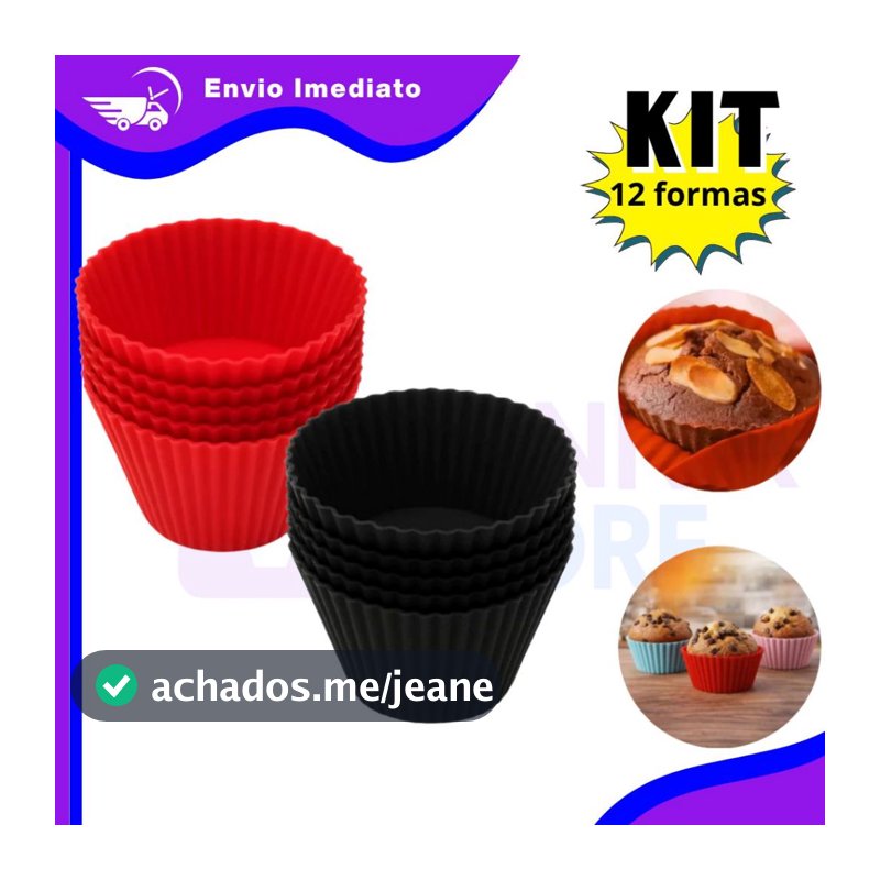 Forma de Cupcake 12 Cavidades em silicone– Assadeira Antiaderente para Bolos e Muffins
