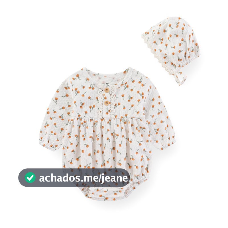 Kiddiezoom Moda Doce Manga Longa Bebê Meninas Bodysuit + Bandana Bonito Roupas De Menina Recém-Nascida