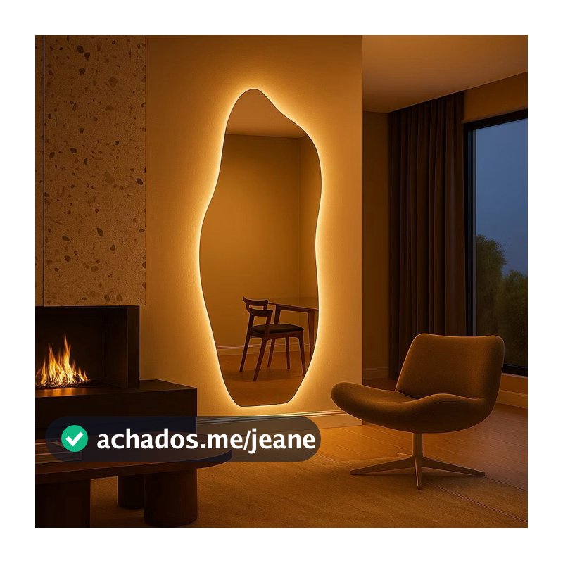 Espelho Orgânico Com LED ou Sem LED Decorativo Luz Branco Frio e Quente Moderno para Sala e Quarto