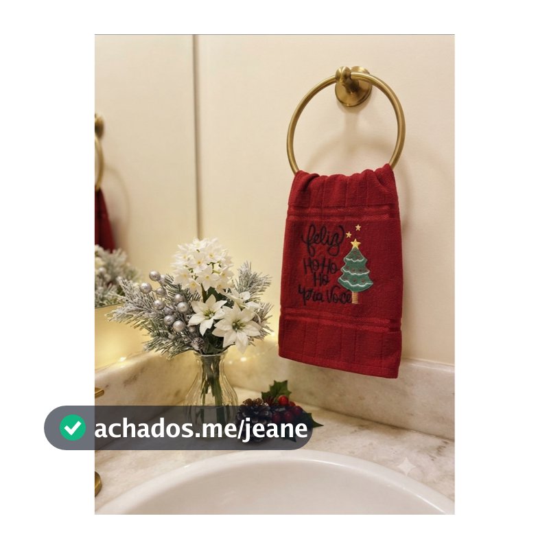 Toalha de mão lavabo bordada lembrancinha Natal Feliz hohoho pra você