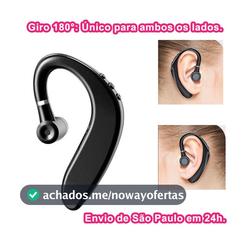 Fone De Ouvido Bluetooth Sem Fio Com Gancho De 180 Graus Gire Os Fones Microfone Business Estéreo Esportivo Mãos