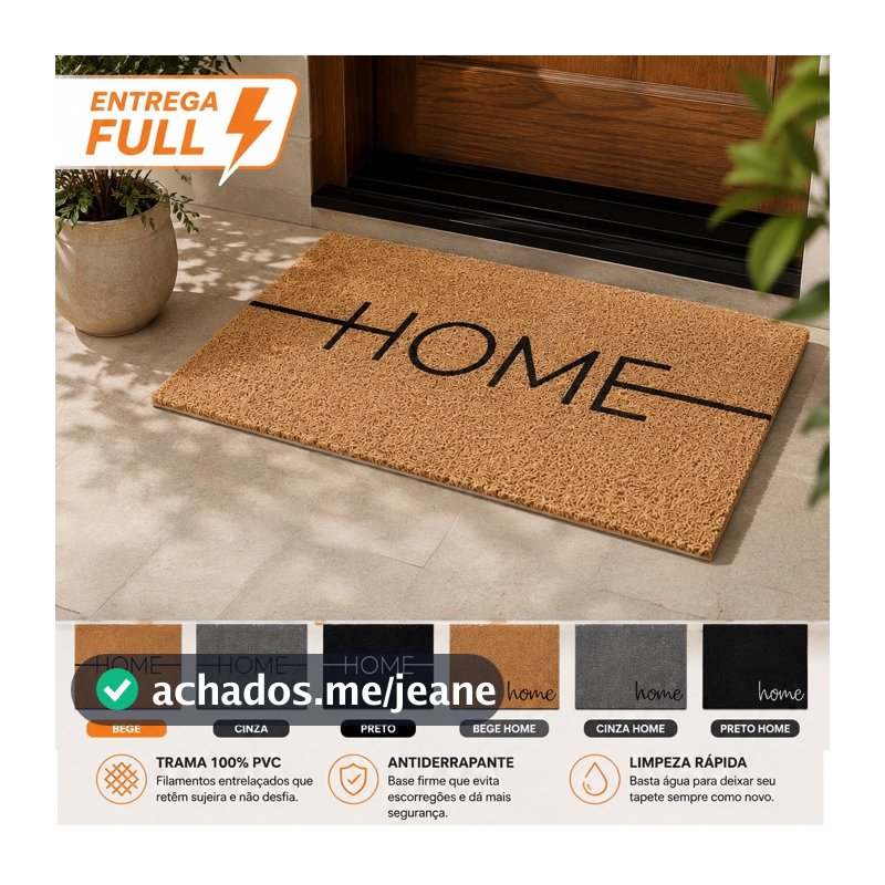 Tapete de Entrada Capacho Porta Casa Vinil Apartamento Home 40x60cm Antiderrapante Decorativo