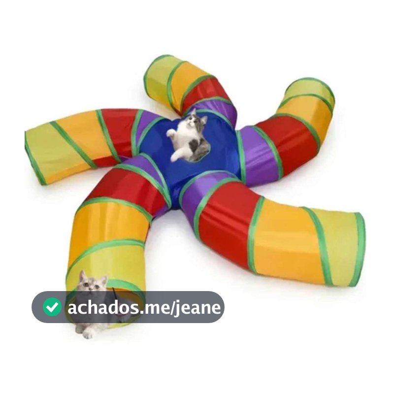 Túnel Dobrável para Gatos em T | Brinquedo com 3 Saídas e Janela, Diversão Felina