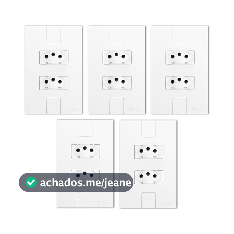 Kit 5 Tomadas Dupla 20a Pluzie Modular Caprice Cor Branco 4x2