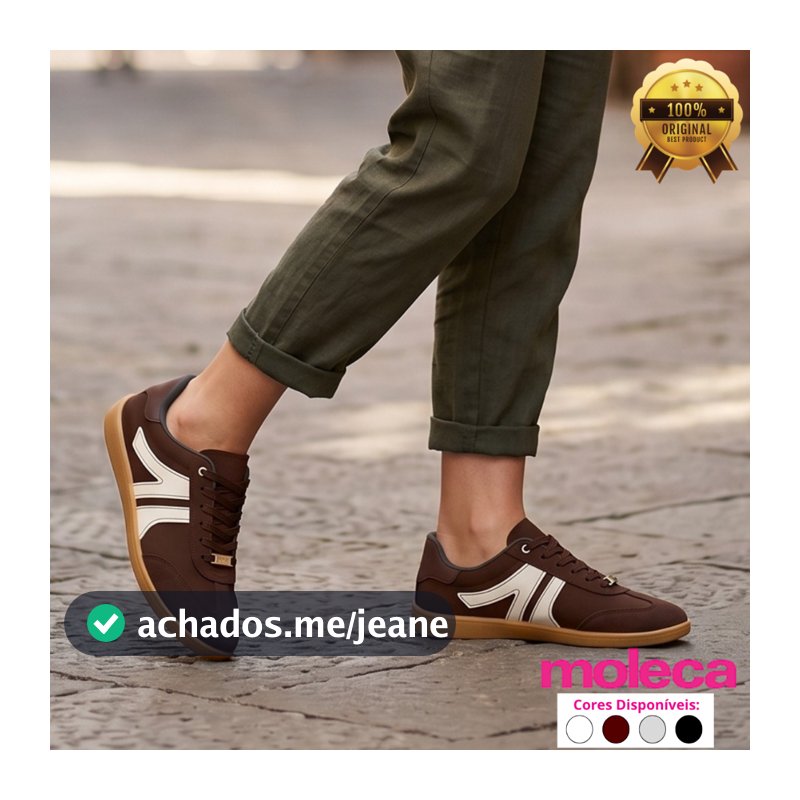 Tênis Feminino Moleca 5605.472 Casual Super Confortável Baixo Nobuck Moda 2025 Lançamento Original