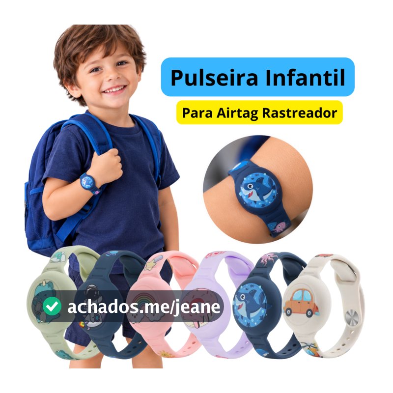 Pulseira Para Airtag Rastreador Localizador GPS Infantil com Estampa Divertida Á prova D'gua Impermeável