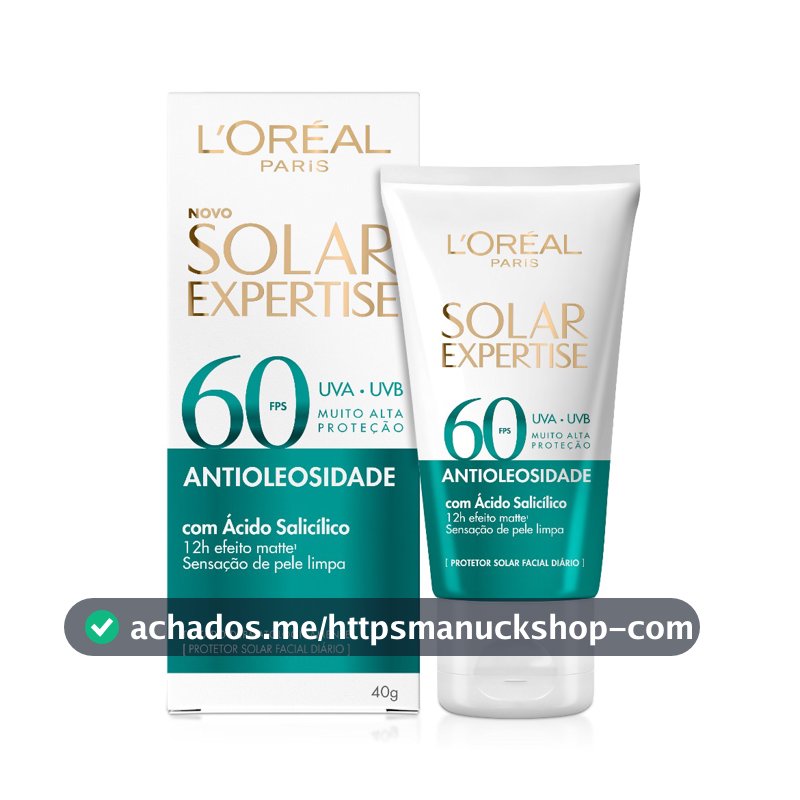 Protetor Solar Facial Antioleosidade FPS60, Efeito Matte Sem Cor, Solar Expertise L'Oreal Paris, 40g