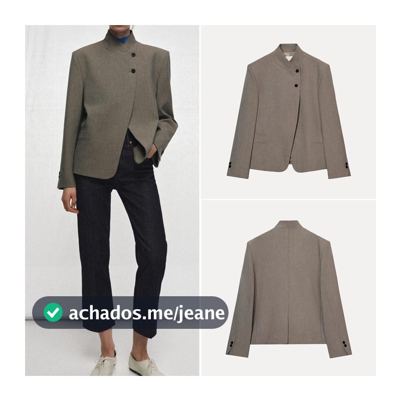 ZA Blazer feminino novo estilo primavera All-Match com gola alta 3736051