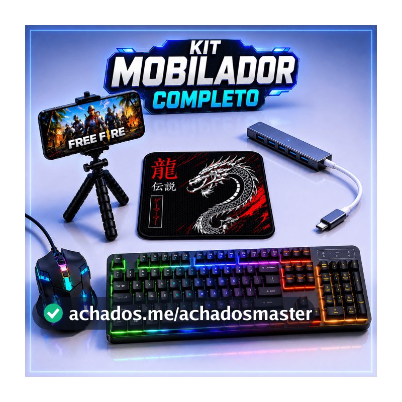 Kit Gamer Para Celular Mobilador Teclado RGB Mouse Gamer Mouse Pad Hub USB Tipo C Tripé PUBG Android