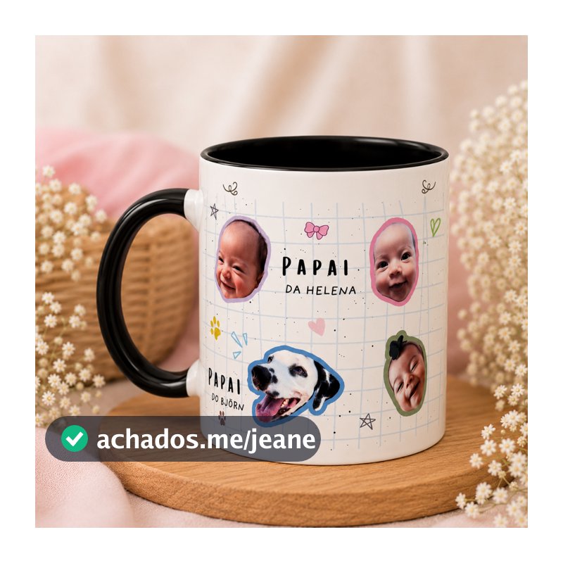Caneca Personalizada 325ml - Com Fotos e Nome | Presente Criativo Para Pai, Mãe, Avós, Tia