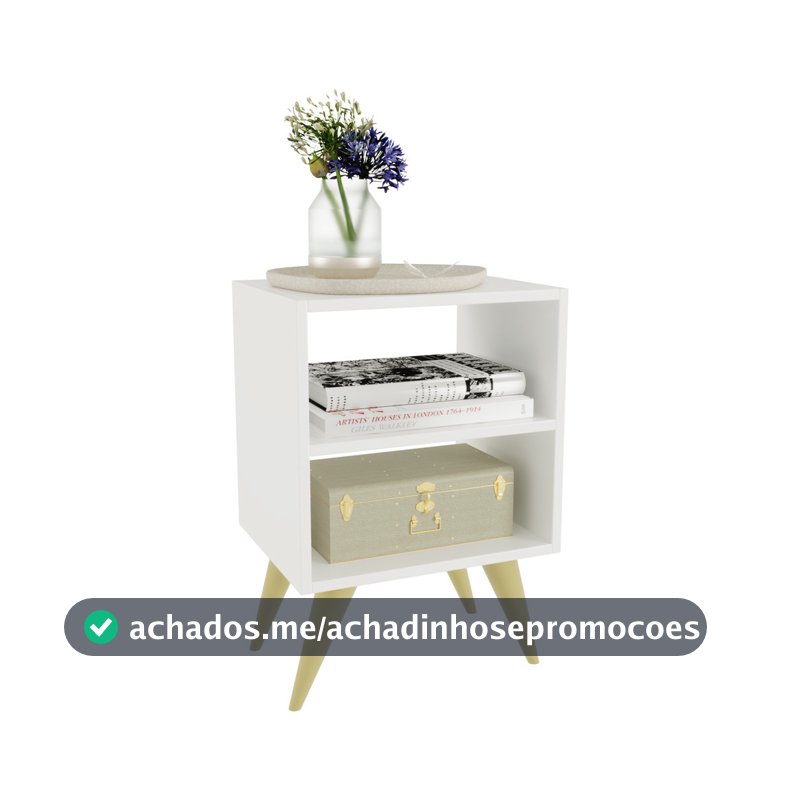 Mesa de Cabeceira Retrô Compacta com Nicho para Quarto Sala Casal ou Solteiro Palma