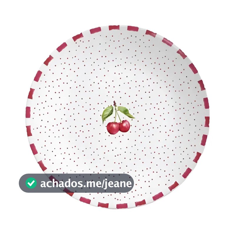 Prato Raso 29cm e Sobremesa Amarena Cereja Cerâmica - Alleanza