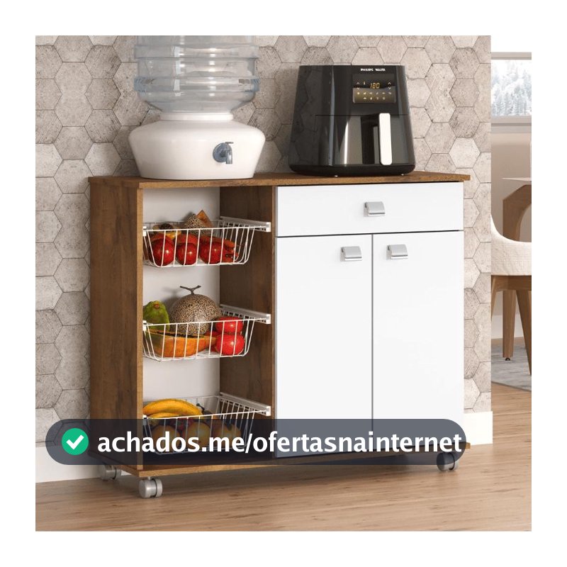 Fruteira Isis Com Rodinhas 2 Portas 1 Gaveta