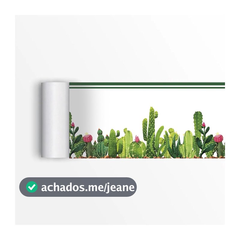 Faixa Decorativa Adesiva Floral Papel De Parede Cactos Verdes
