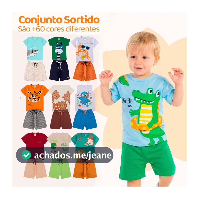 Kit Sortido 6 ou 10 Peças de Roupas Infantil Bebê Menino (Camisetas + Bermudas) Roupa Bebê Conjunto Masculino