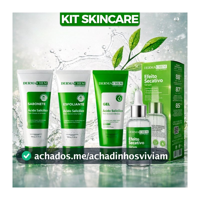 Kit Skincare Ácido Salicílico Anti Oleosidade Controle de Acne Limpeza Pele Sérum Secativo Dermachem