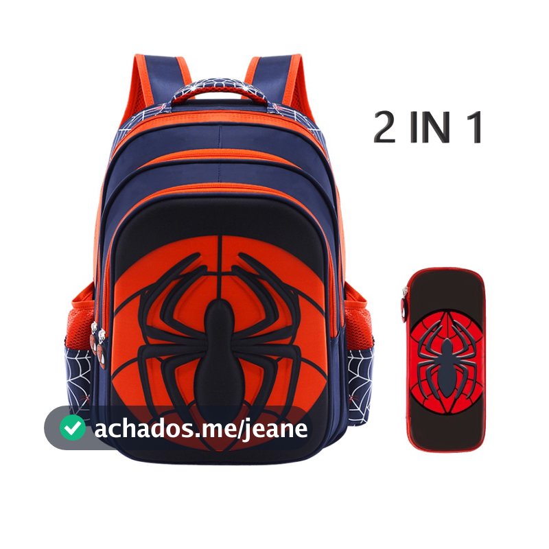 2 Em 1 Kit 3D Marvel Fato De Aranha Mochila Infantil Fofa Desenho Animado Menino Escola 1 2 3 4 5 6 Graus