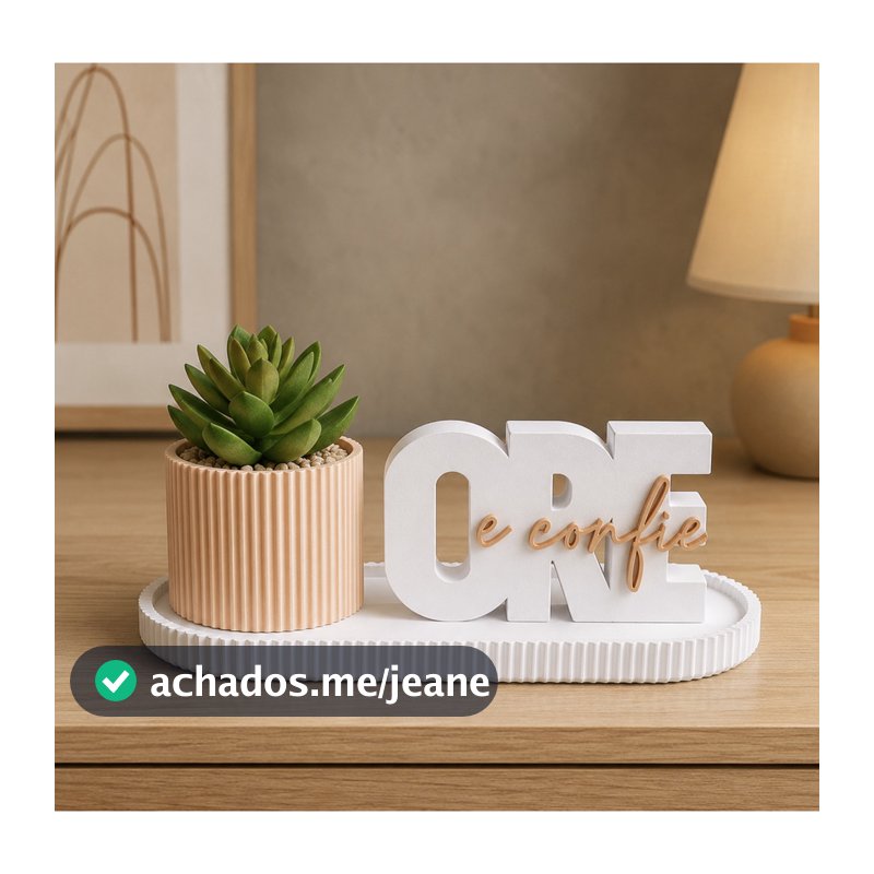 Kit Decorativo Ore e Confie com Vaso e Bandeja | Decoração Religiosa Moderna para Sala, Quarto e Escritório