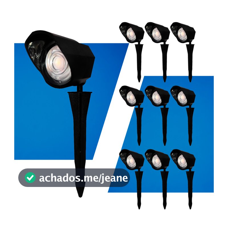Kit 10 Espeto Led Garden 5w 9x9cm 3000k Branco Quente Bivolt Preto Cod:SEED000104-10 Seed