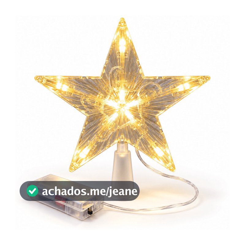 Estrela LED Ponteira de Árvore Natalina Iluminada Cristal Decoração