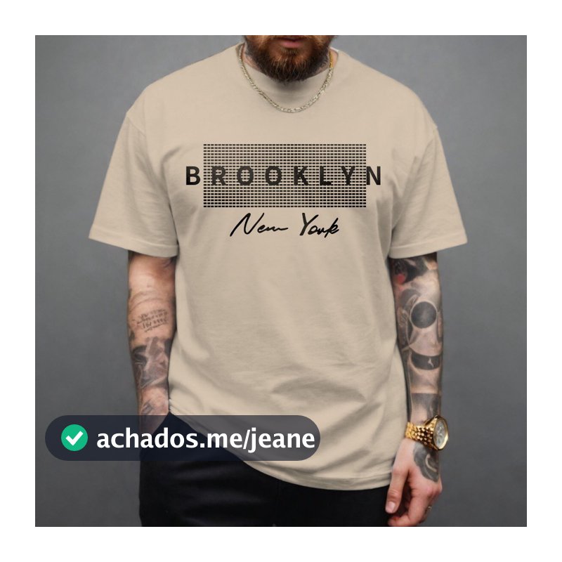 Camiseta masculina Brooklyn New York Camisa 100% Algodão Manfinity