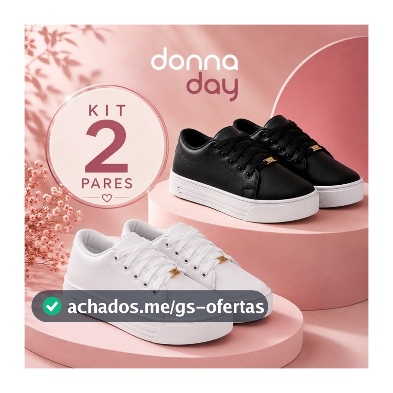Kit 2 Pares Tenis Feminino Casual Donna Basico Leve Confortavel Minimalista Dia a Dia Promocao Frete