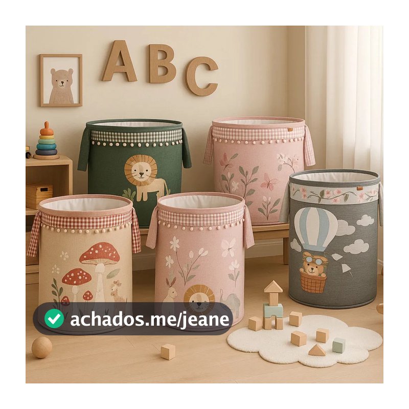 Cesto Organizador de Brinquedos Roupas Bordado Menino Menina Batistela Baby