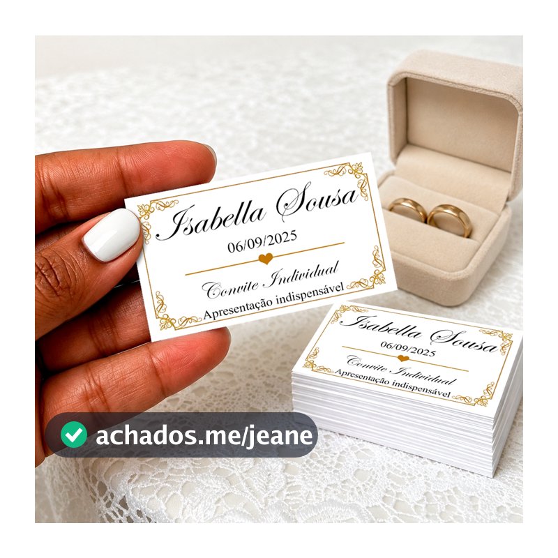 100 Convites Individuais Personalizados 5x3cm | Arte Grátis | Casamento, 15 Anos, Aniversário Adulto, Debutante e Evento