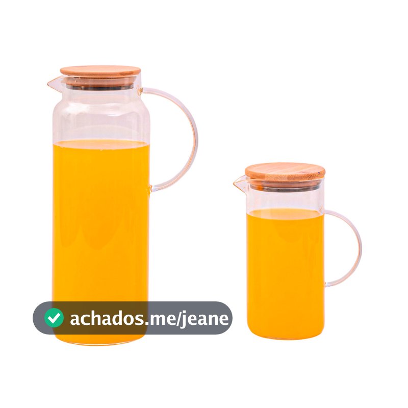 Kit 2 jarras de vidro borossilicato suco com tampa de bambu - Oikos