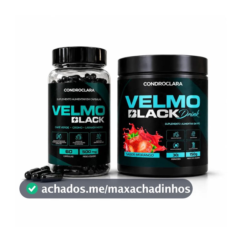 Velmo Black Drink Sabor Morango 150g + 60 Capsulas Original Loja Oficial Velmoblack