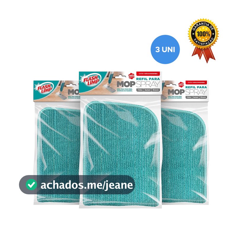 Refil Microfibra Mop Spray Kit 3 Uni RMOP7800 Flash Limp