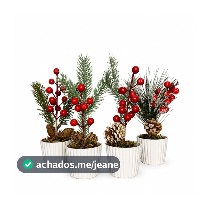 Kit 4 Enfeites De Natal Arranjos Natalinos Vasos Decoração
