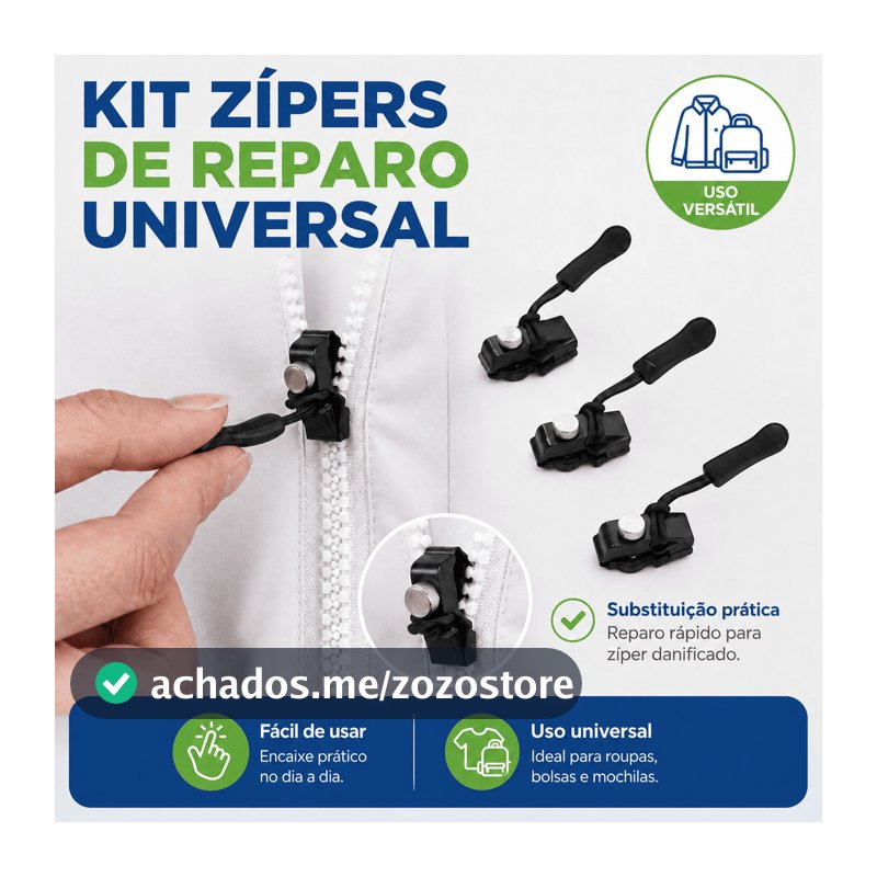 Zipper Reparo Instantâneo Destacável Reparador De Zíper Removível tamanho GRANDE