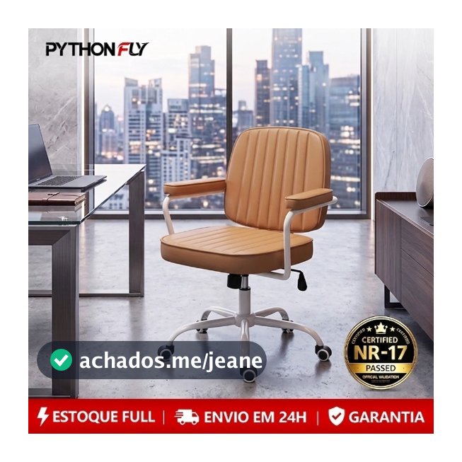 Cadeira De Escritório Giratória Cadeira de Diretor Retrô Luxuosa em Couro, Giratória e Ergonômica para Escritório