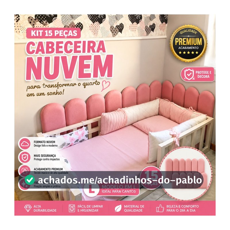 KIT 15 PLACAS PARA CABECEIRA NUVEM DE CAMA DE SOLTEIRO EM L MODULAR