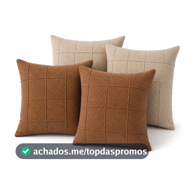 Kit 4 Capas de Almofada Linho 40x40 Rústico Toque Macio Zíper Sofá Sala Quarto Casa