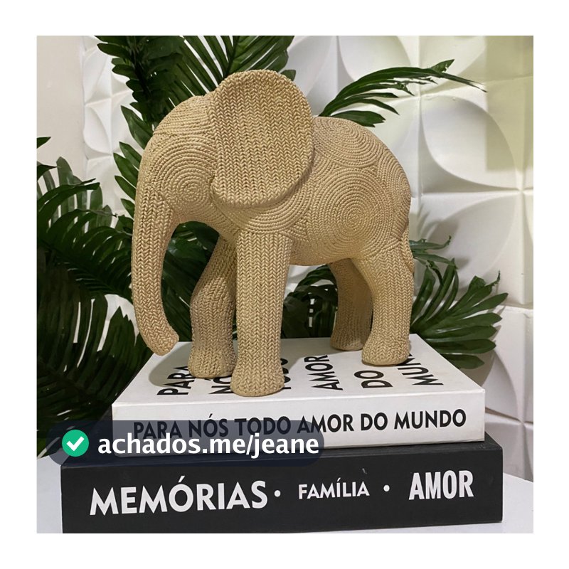 Estatueta Elefante G Imitação Sisal Rattan Decoração Sala Quarto Escritório Casa