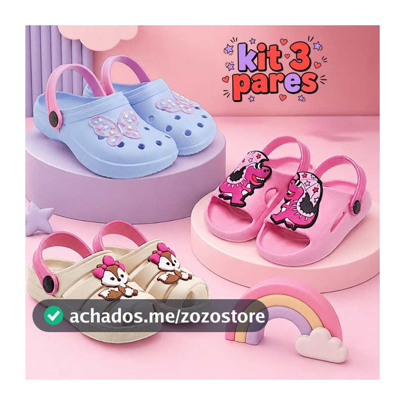 Kit 3 Pares Sandália Infantil Menina Confortável