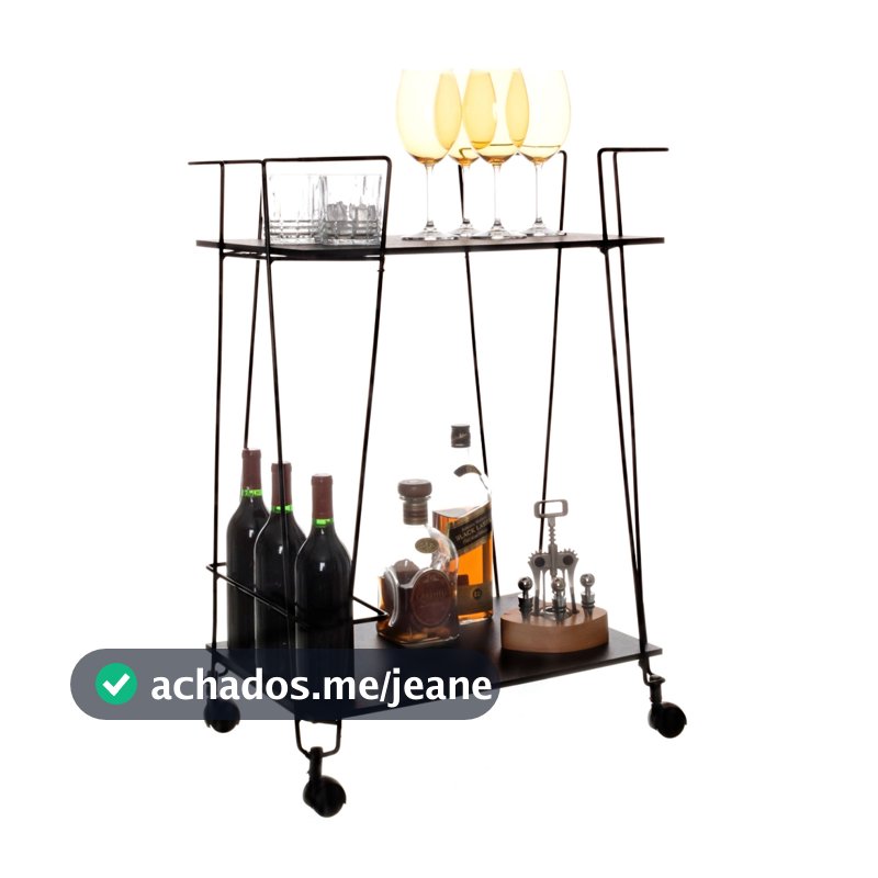 Carrinho Bar com Rodinhas 2 Prateleiras – Organizador de Bebidas, Taças e Garrafas para Sala ou Área Gourmet