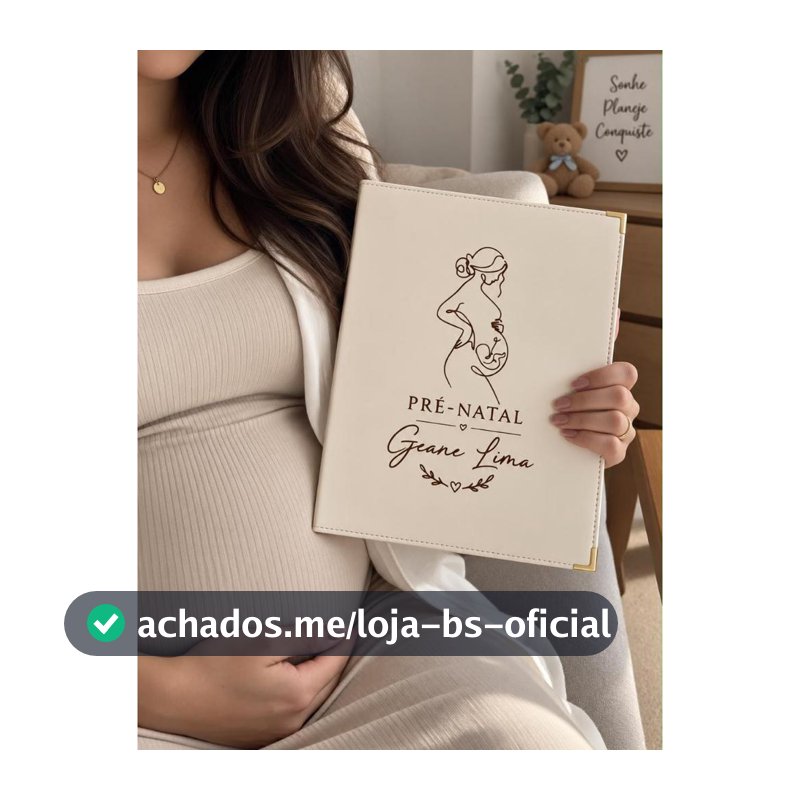 Pré Natal Porta Documentos Exames Gestante Grávida Folha A4 Pasta Catálogo Off White Capa Dura